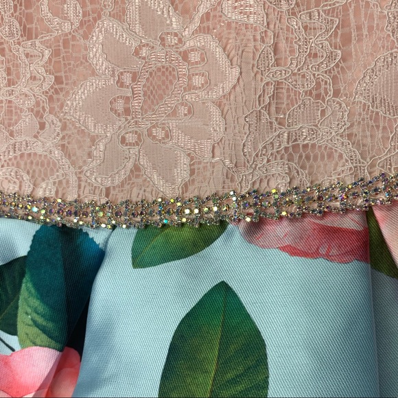 RARE EDITIONS
Lace Bodice Floral High/Low Dress - Picture 3 of 6